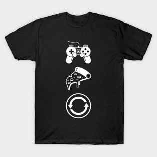 Funny Gaming And Pizza Repeat Video Games And Food T-Shirt